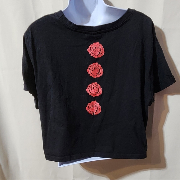 Sugar Skull Black Crop T-Shirt Sz XL - Picture 3 of 4